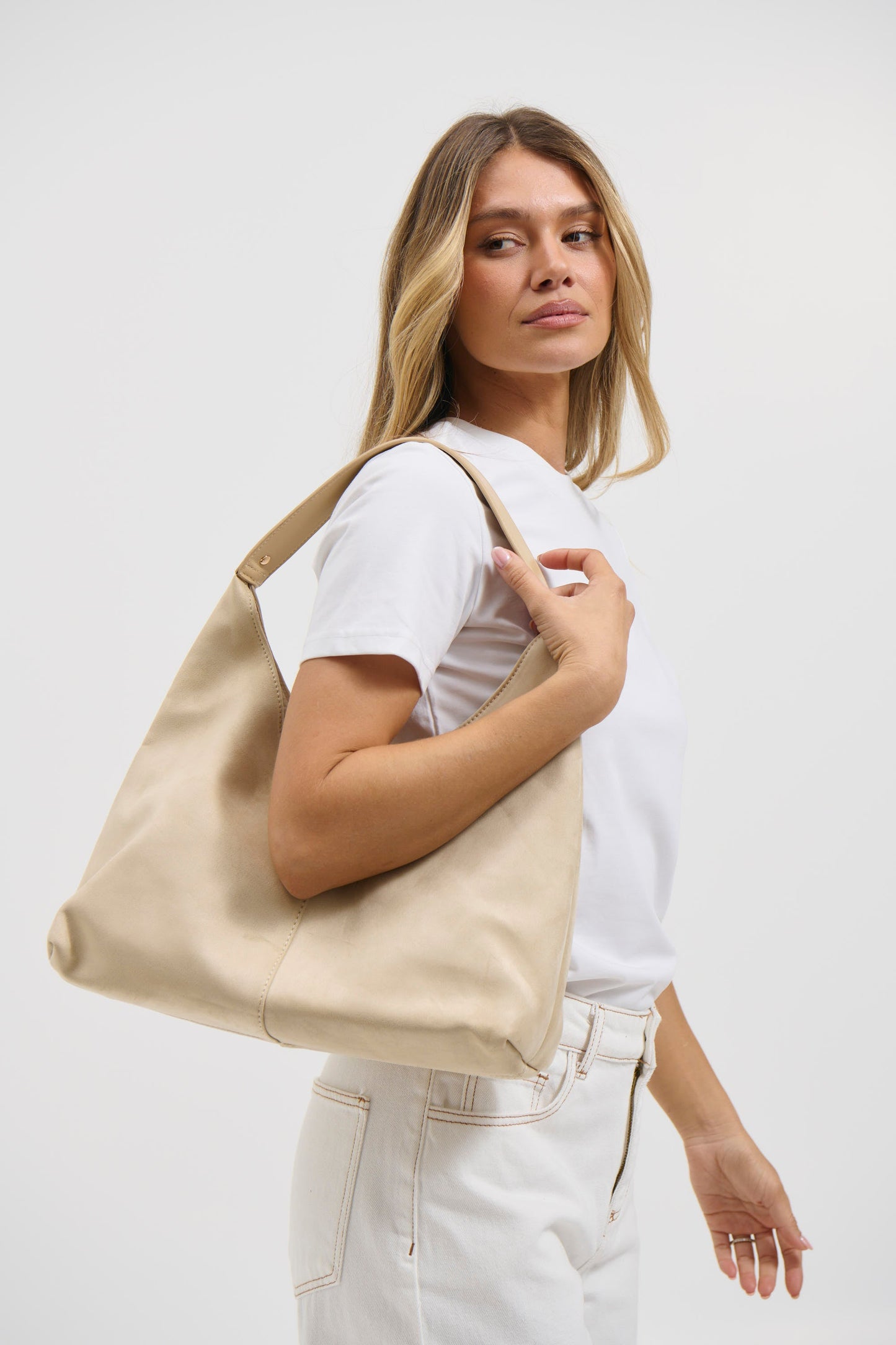 Kenny Suede Bag Cream