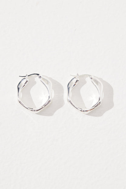 Wavy Hoops Silver