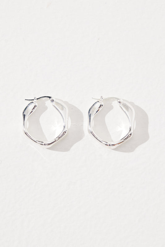 Wavy Hoops Silver