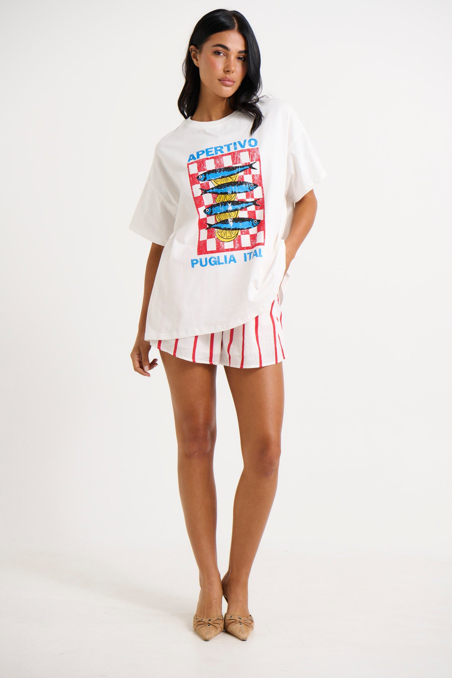 Puglia Short White/Red - FINAL SALE