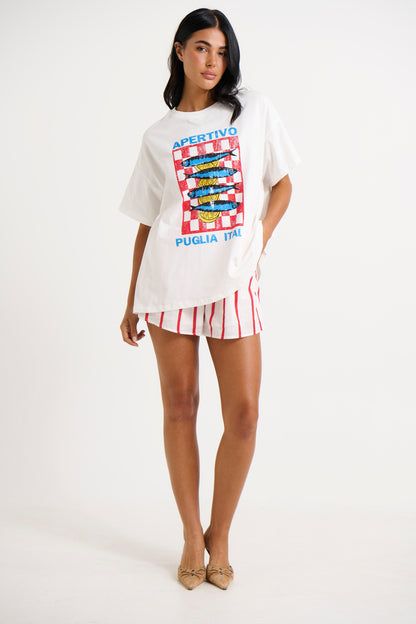 Puglia Short White/Red - FINAL SALE