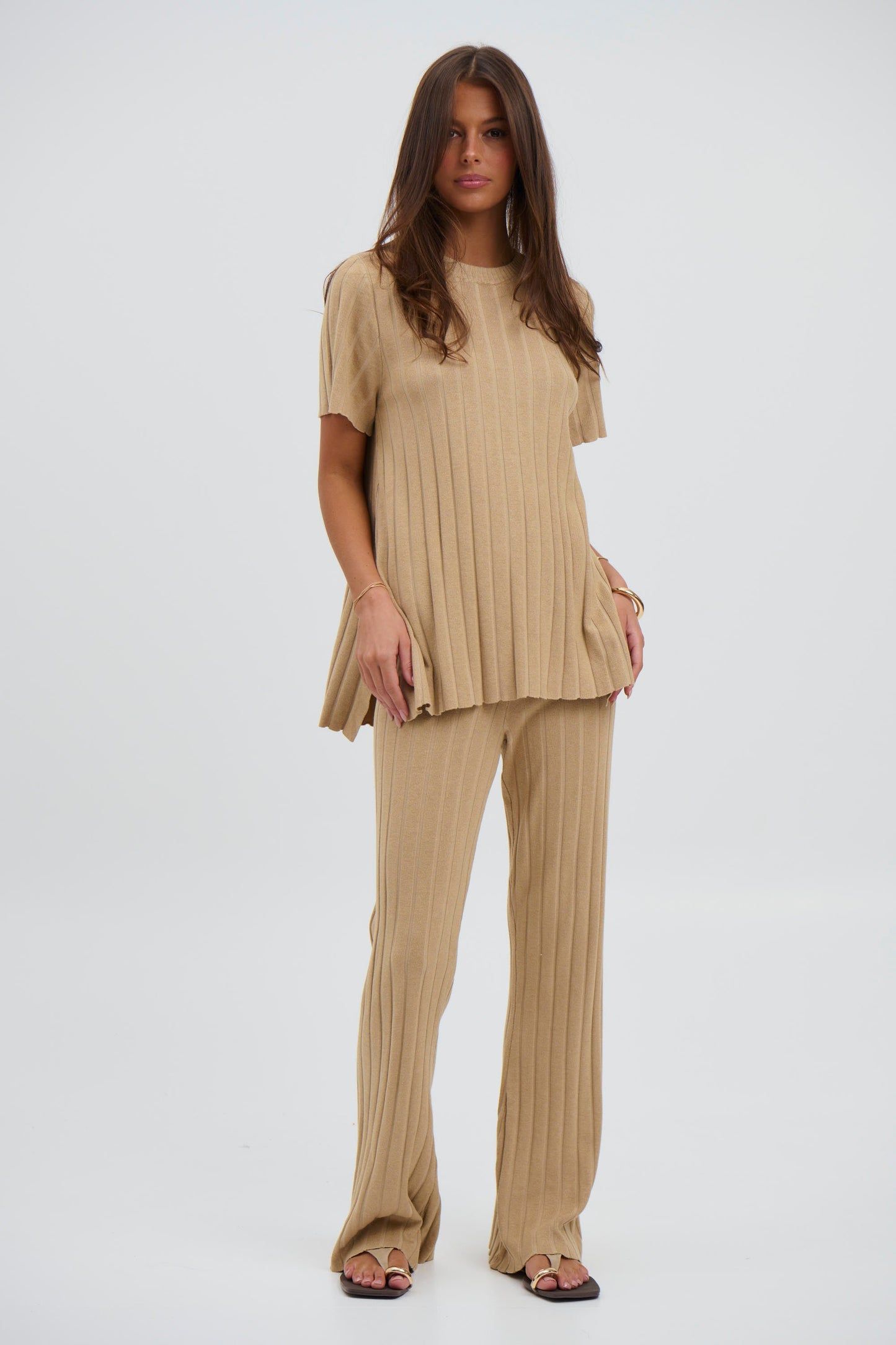 Leighton Ribbed Pant Sand