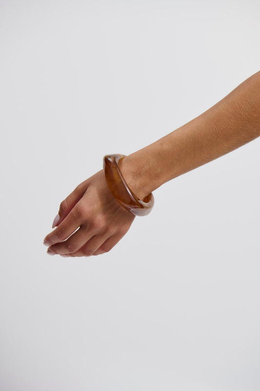Angular Cuff Bangle Brown