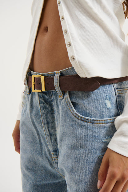 Willa Genuine Leather Belt Brown