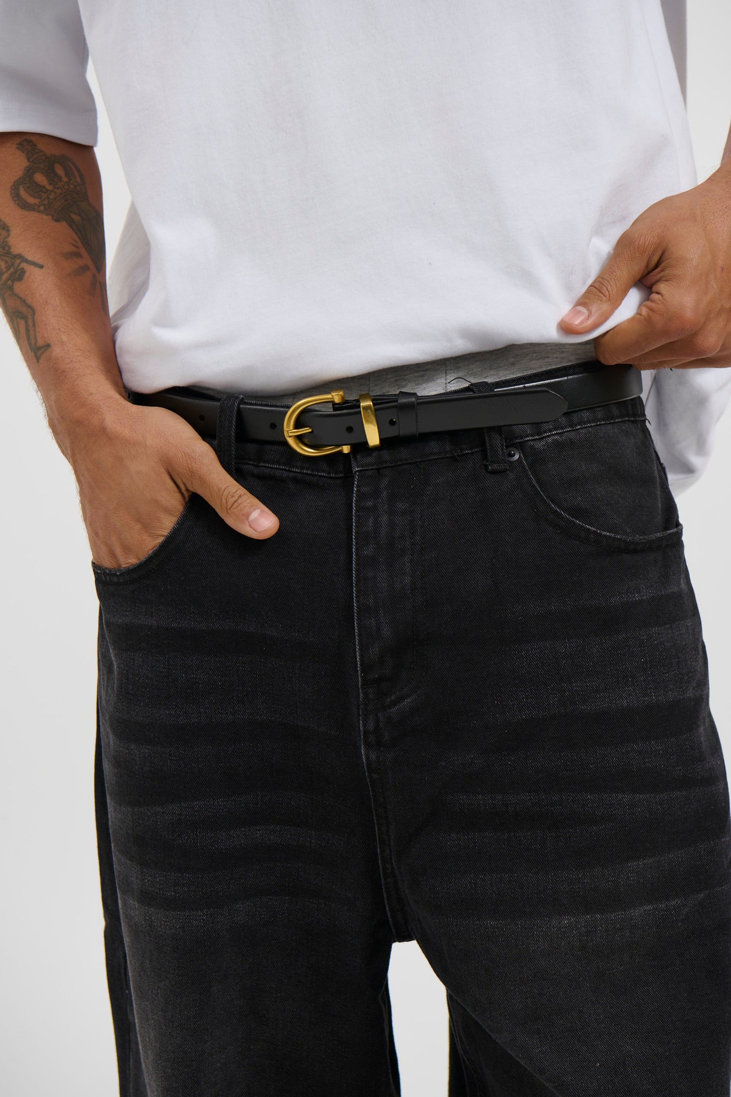 Leather Belt Thin Black