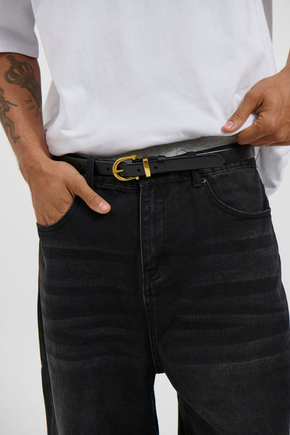 Leather Belt Thin Black