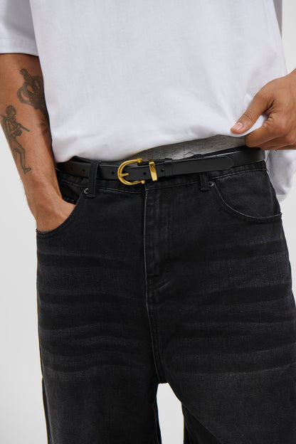 Leather Belt Thin Black
