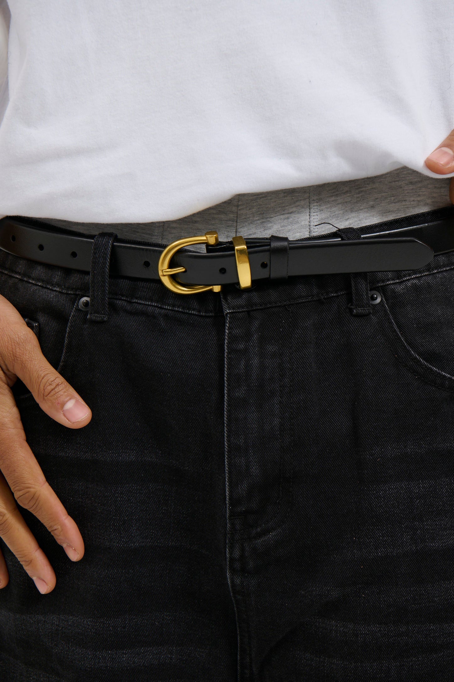 Leather Belt Thin Black