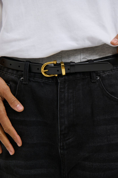 Leather Belt Thin Black