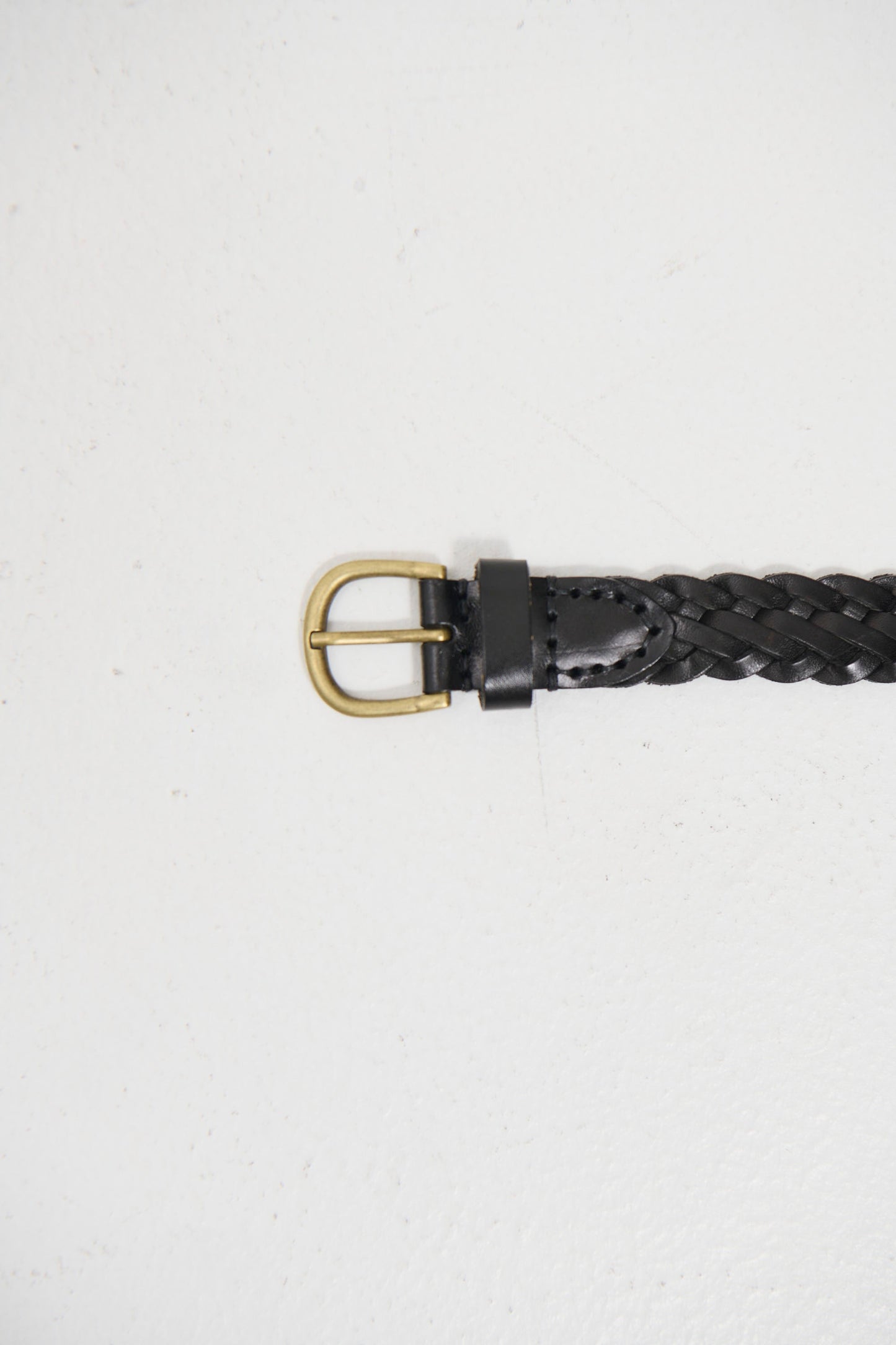 Leather Belt Thin Weave Black