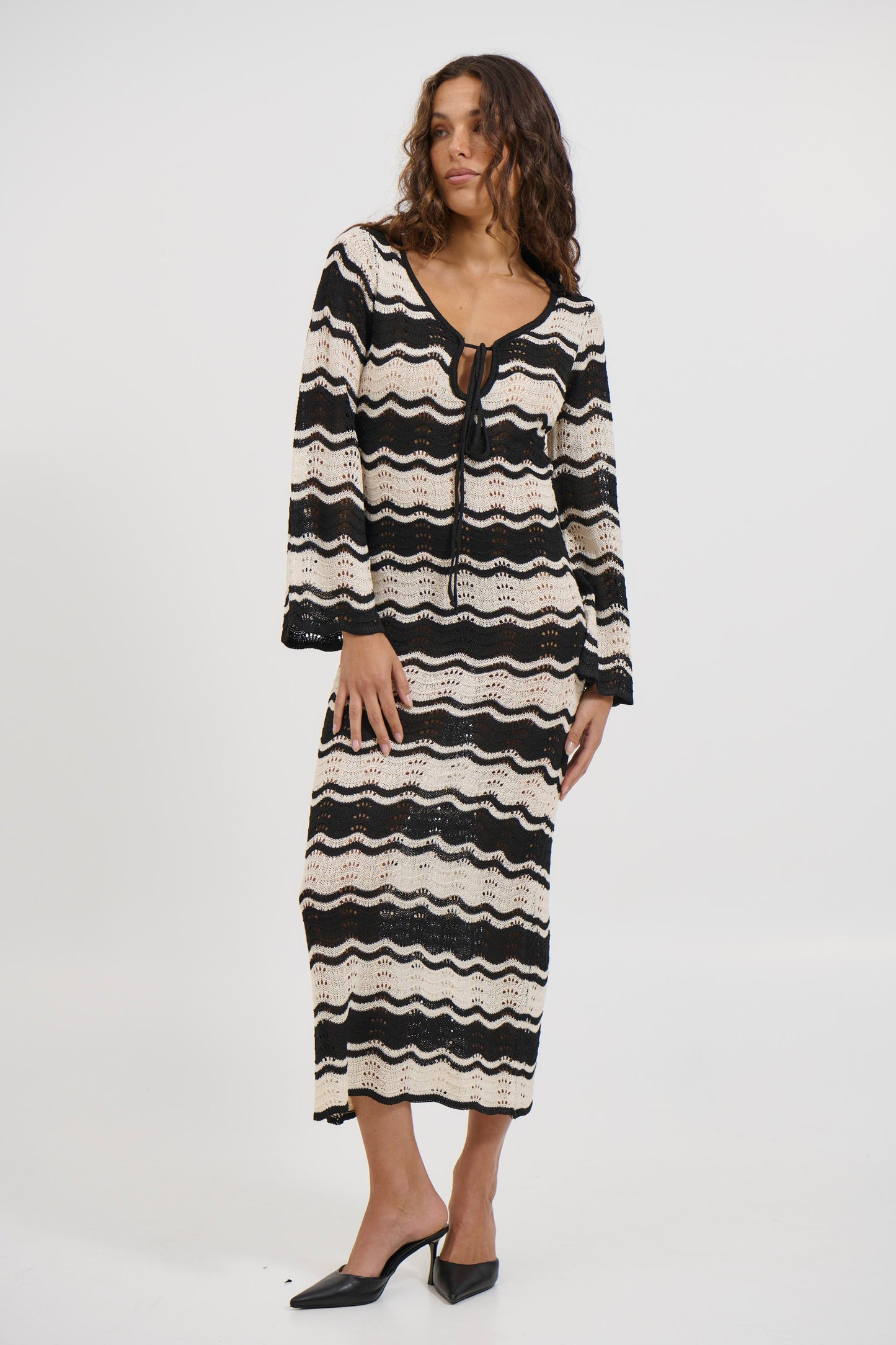 Aria Maxi Dress Black/Beige