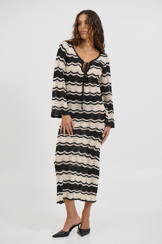 Aria Maxi Dress Black/Beige