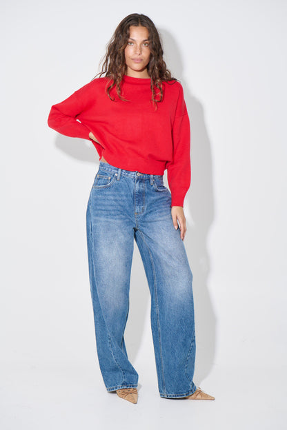 Bianka Crew Neck Sweater Cherry