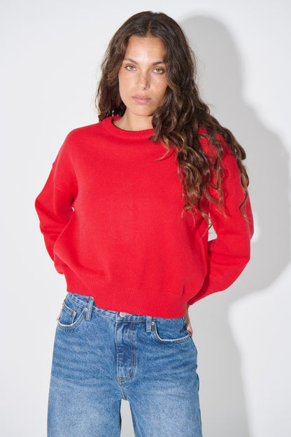 Bianka Crew Neck Sweater Cherry