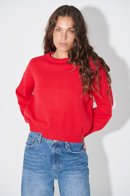 Bianka Crew Neck Sweater Cherry