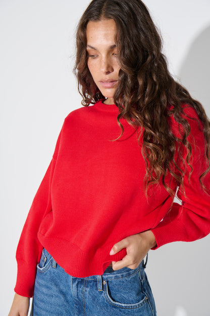 Bianka Crew Neck Sweater Cherry