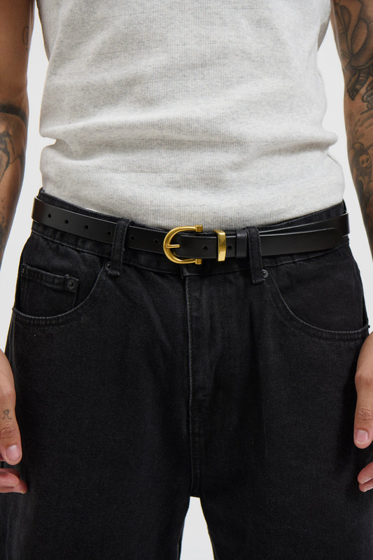 Leather Belt Thin Black