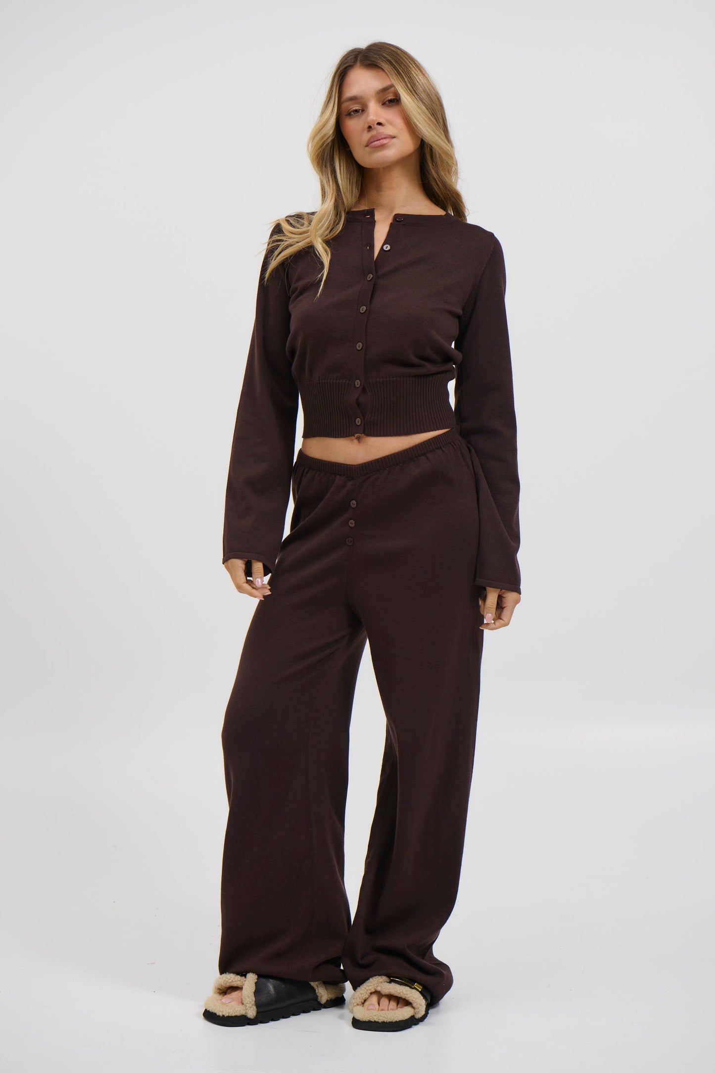 August Button Up Top Chocolate