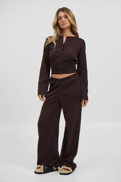 August Button Pant Chocolate