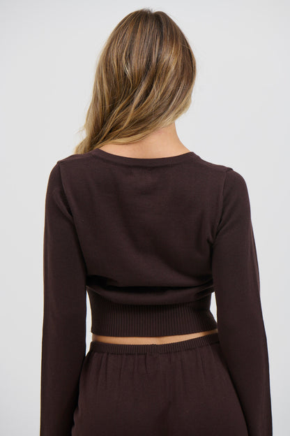 August Button Up Top Chocolate