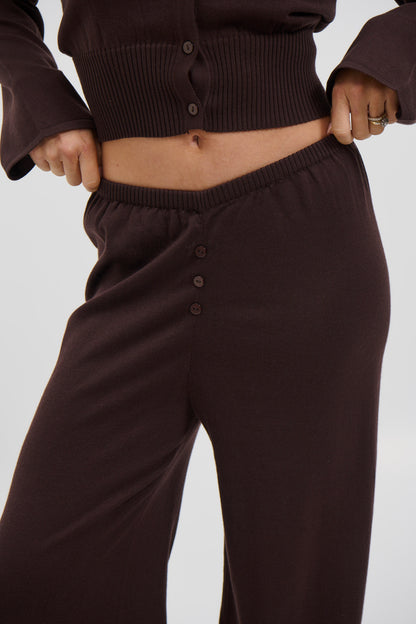 August Button Pant Chocolate