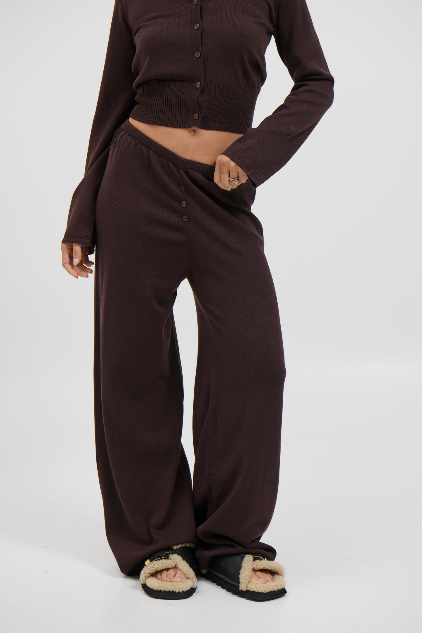 August Button Pant Chocolate