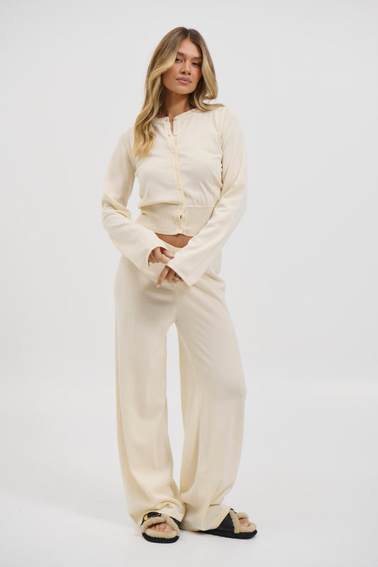 August Button Pant Cream