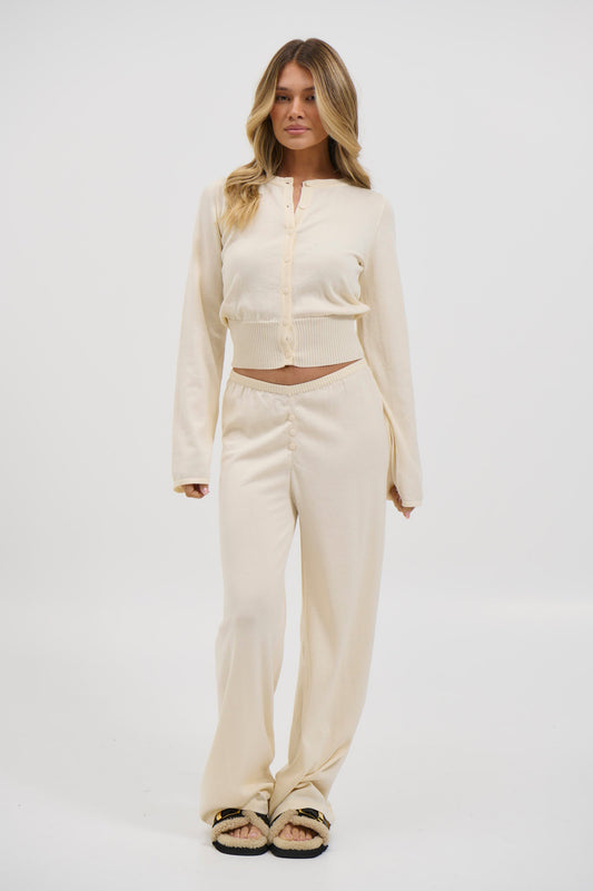 August Button Up Top Cream