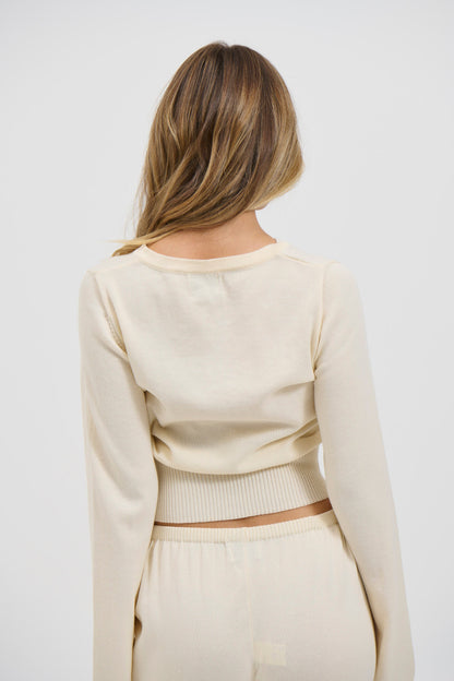 August Button Up Top Cream