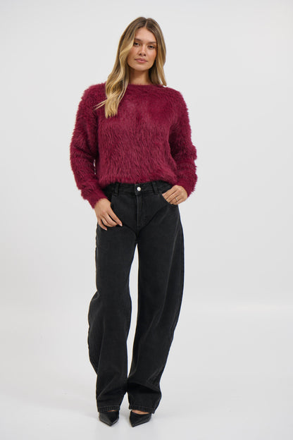 Arizona Fluffy Knit Wine