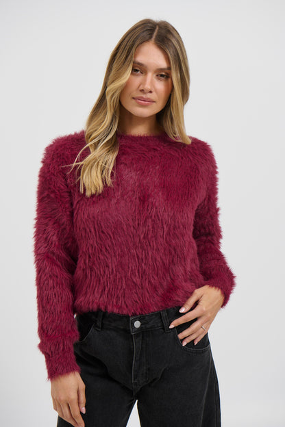 Arizona Fluffy Knit Wine