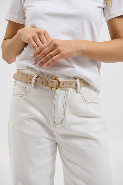 Halley Suede Belt Stone