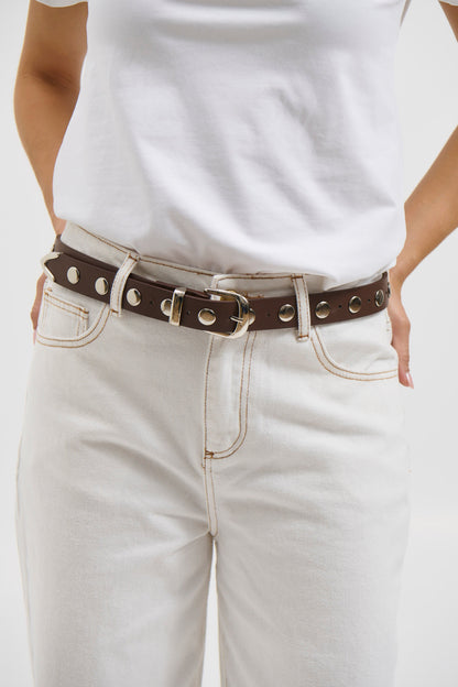 Linda Studded Belt Brown