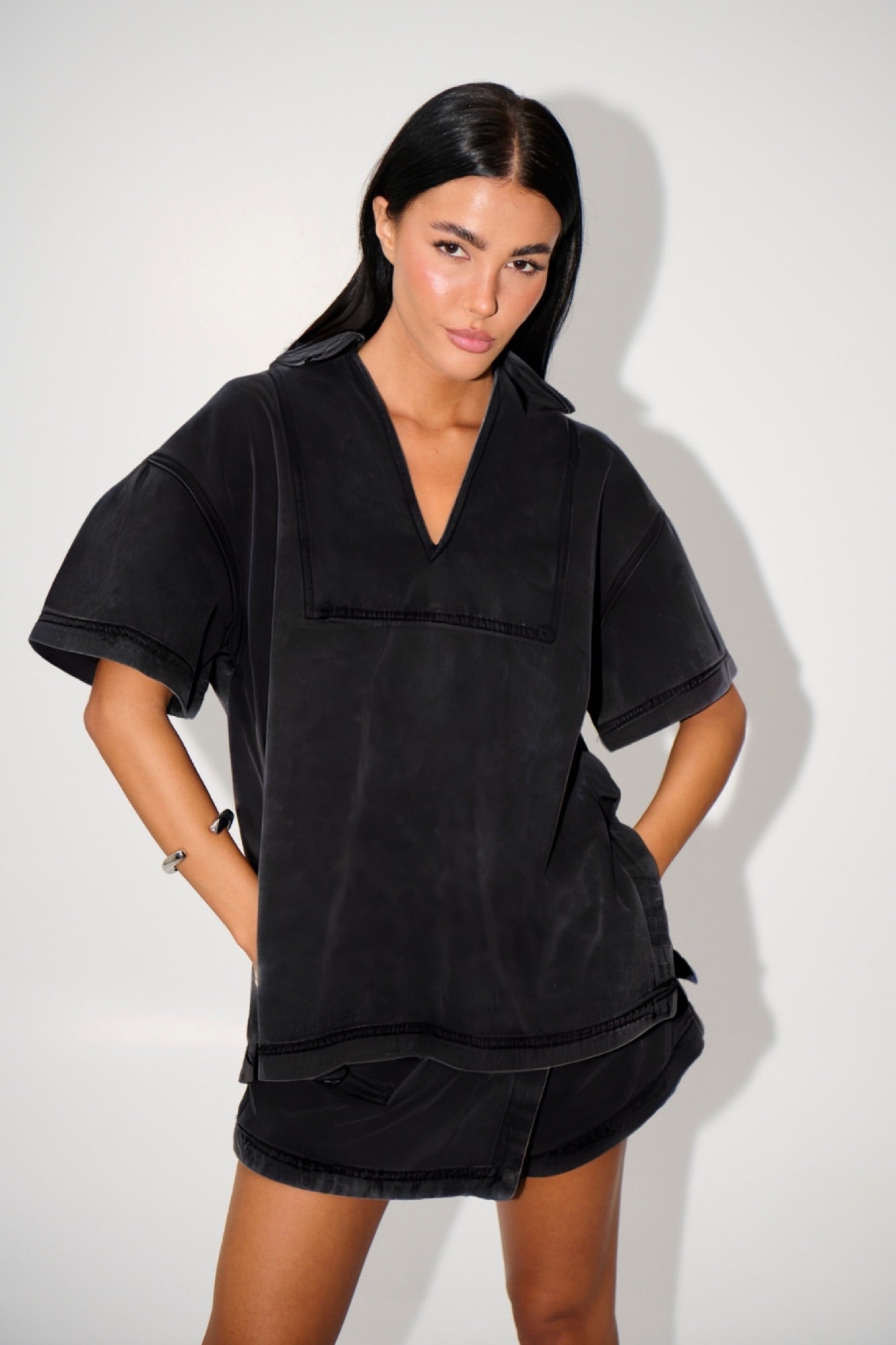 Rosemary Denim Skort Washed Black