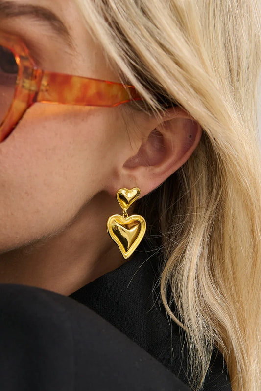 Double Heart Earring Gold