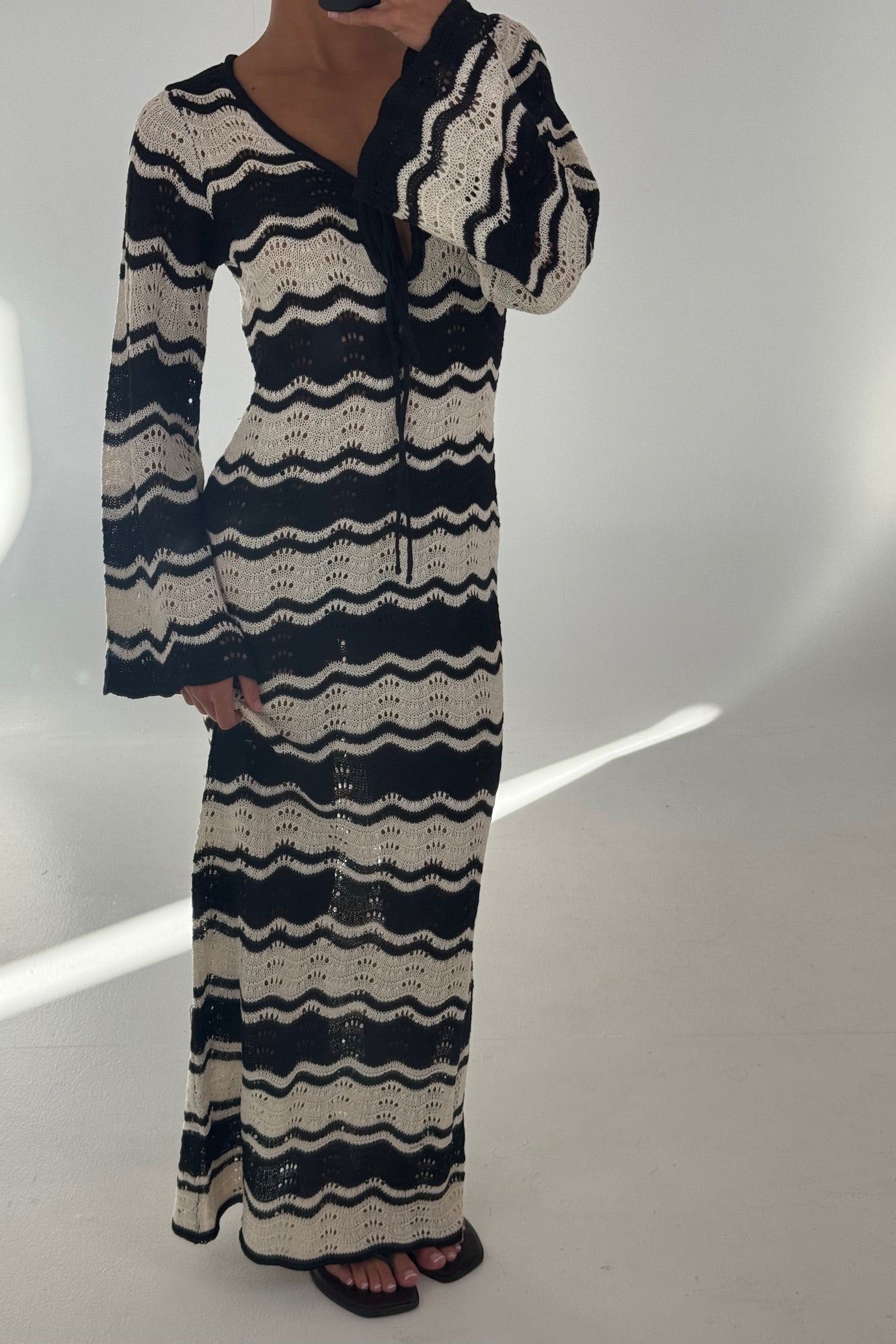 Aria Maxi Dress Black/Beige