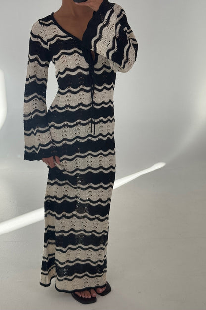 Aria Maxi Dress Black/Beige