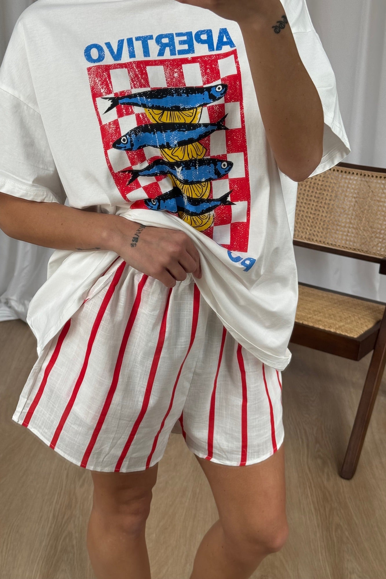 Puglia Short White/Red - FINAL SALE