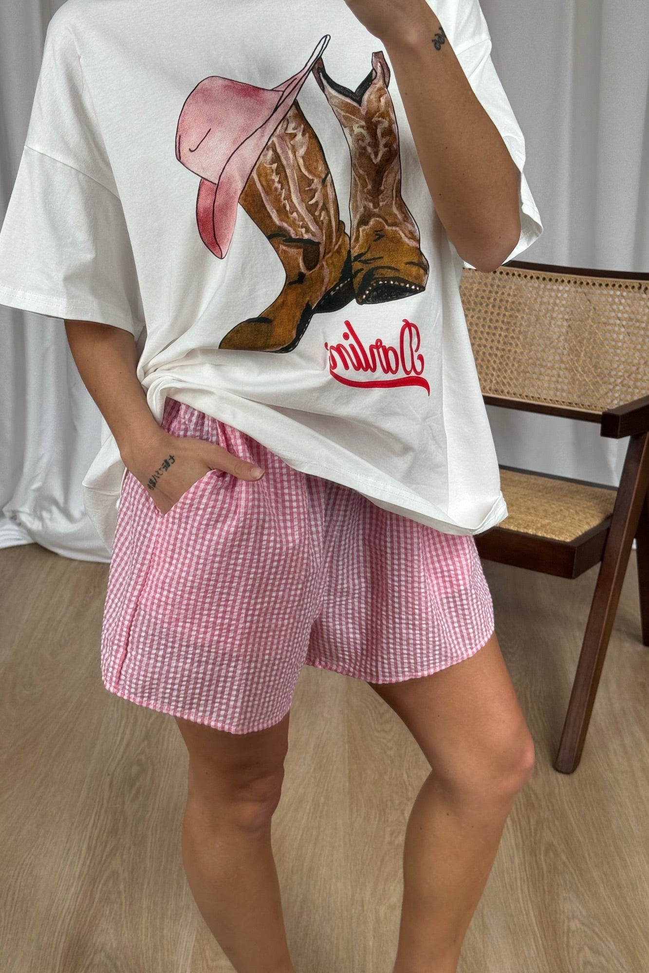 Betsy Short White/Pink - FINAL SALE