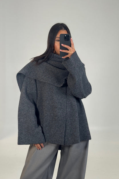 Abella Scarf Jacket Grey