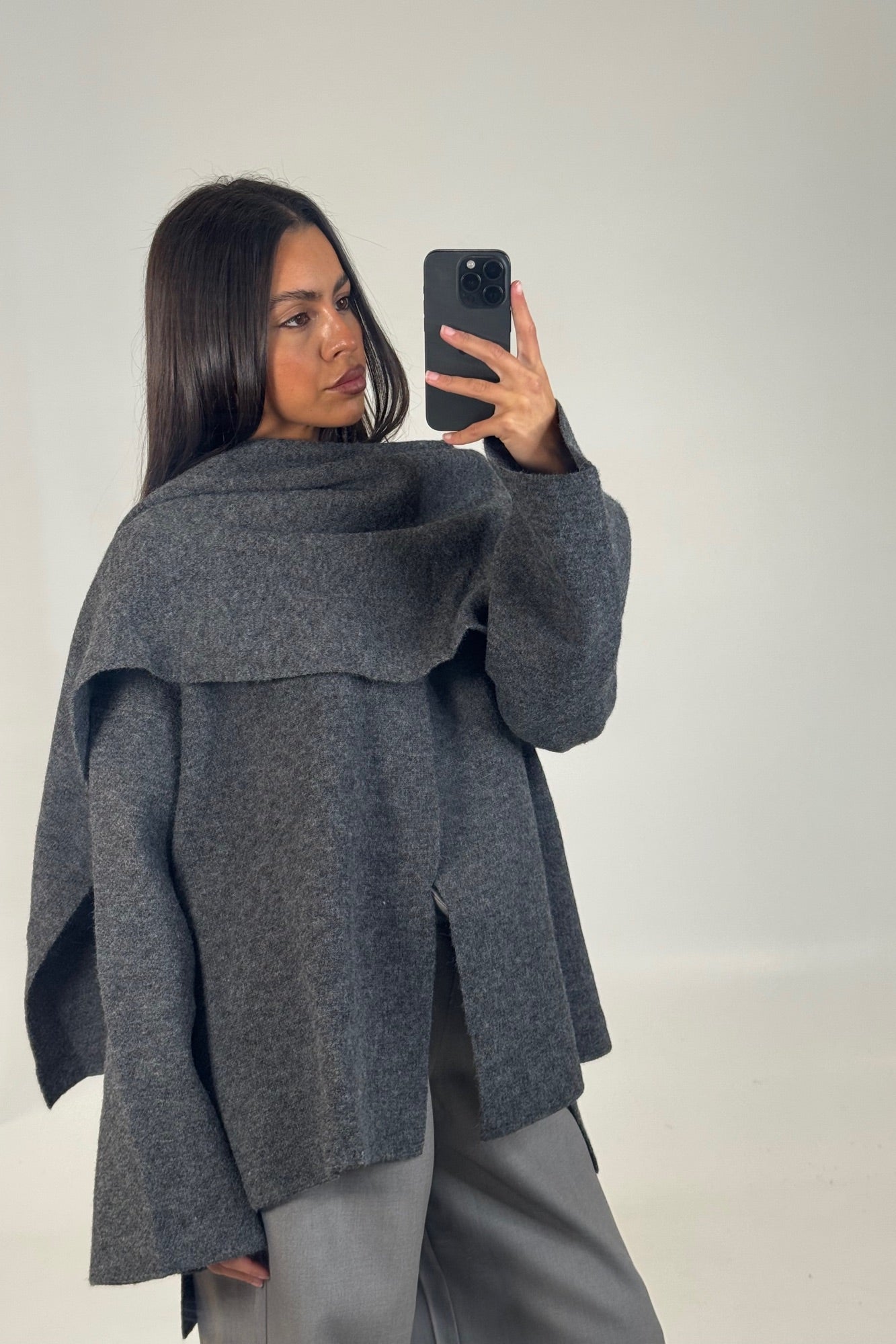 Abella Scarf Jacket Grey