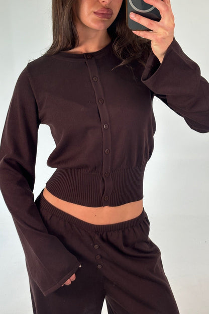 August Button Up Top Chocolate