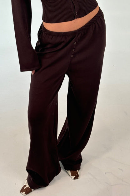 August Button Pant Chocolate