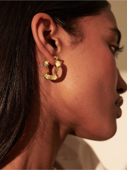 Wave Coil Gold Plated Earrings
